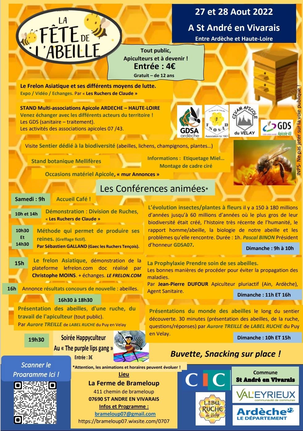 Affiche Fête de l'Abeille 2022 — 27 & 28 août